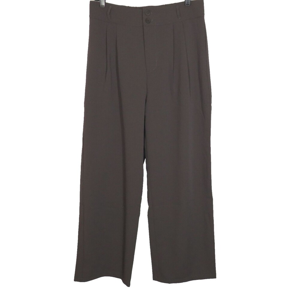 Halara Gray High Waist Zip Double Button Pleated Dress Pants Size Large